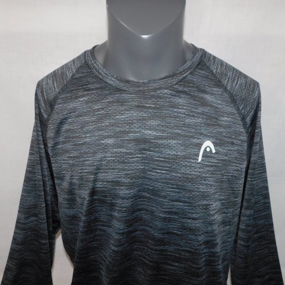 HEAD Mens L Black gray Long Sleeve Activewear Crewneck Shirt - Picture 2 of 9